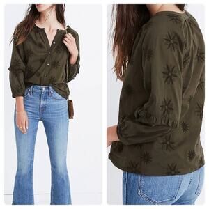 Madewell Embroidered Bubble-Sleeve Shirt